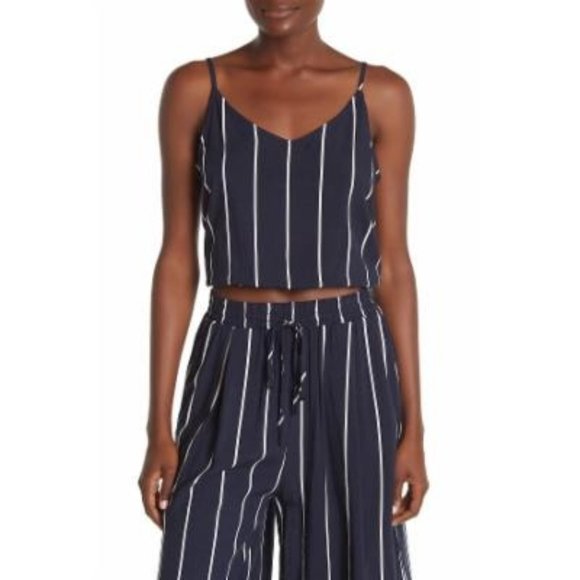 Femme Navy White Stripe V-Neck Tank Top - NWT - Size Small - Picture 1 of 3